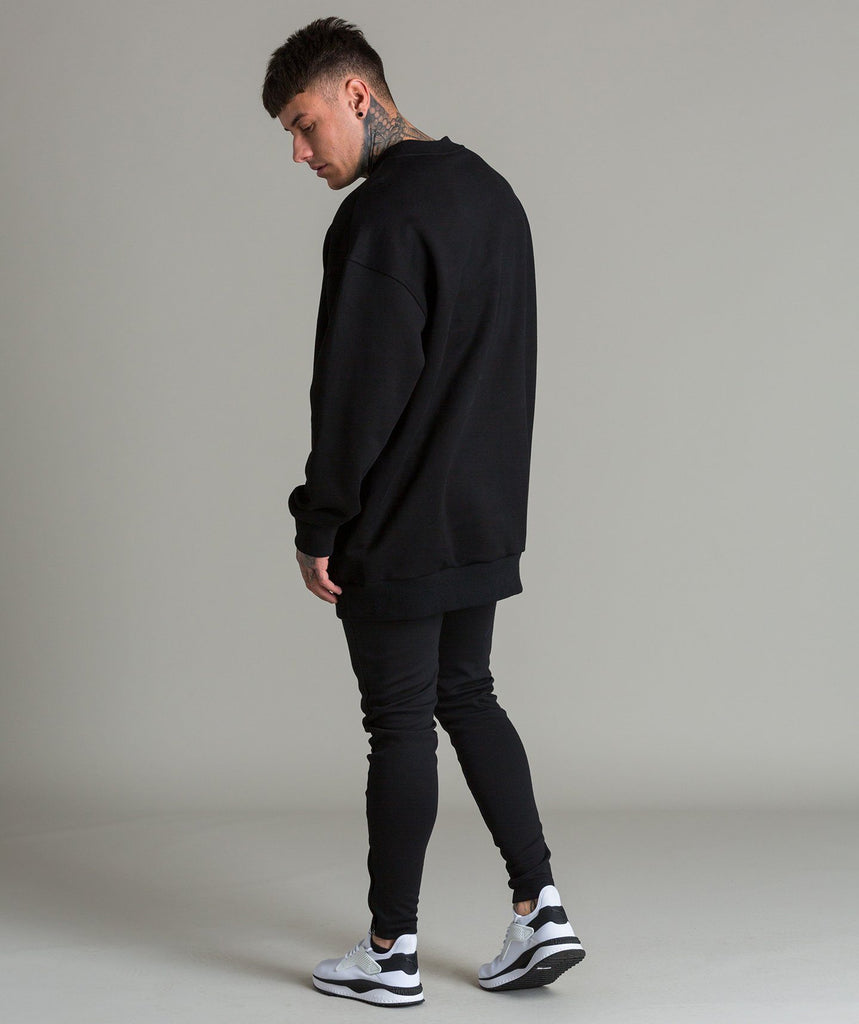 Warm Up Oversized Crew Neck (Black/Black) - Machine Fitness